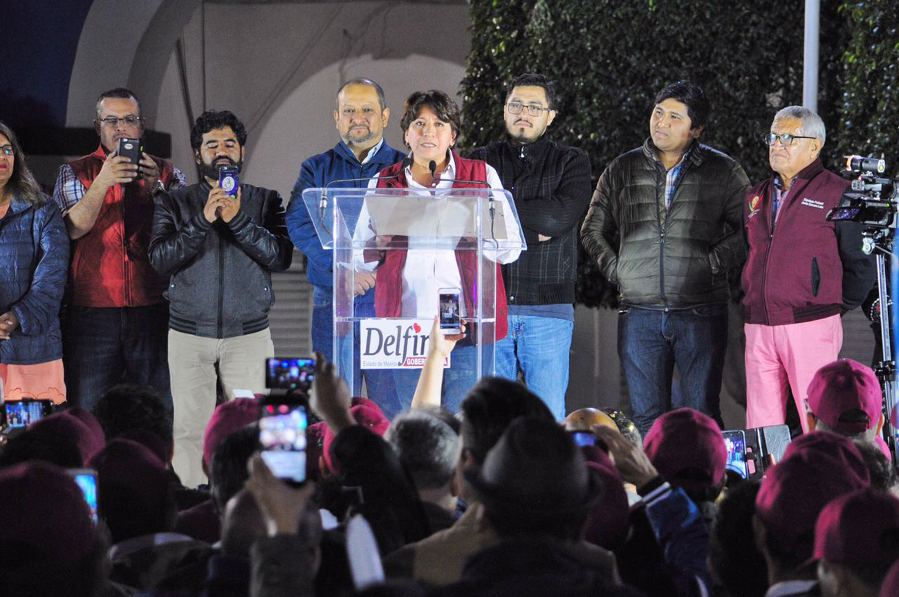 Delfina Gómez arranca campaña en Texcoco, Edomex. (Notimex)