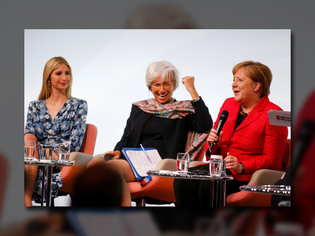 Ivanka Trump, Christine Lagarde y Angela Merkel, juntas en Berlín, en la cumbre de mujeres del G20, denominada Women 20 (W20) (Reuters)