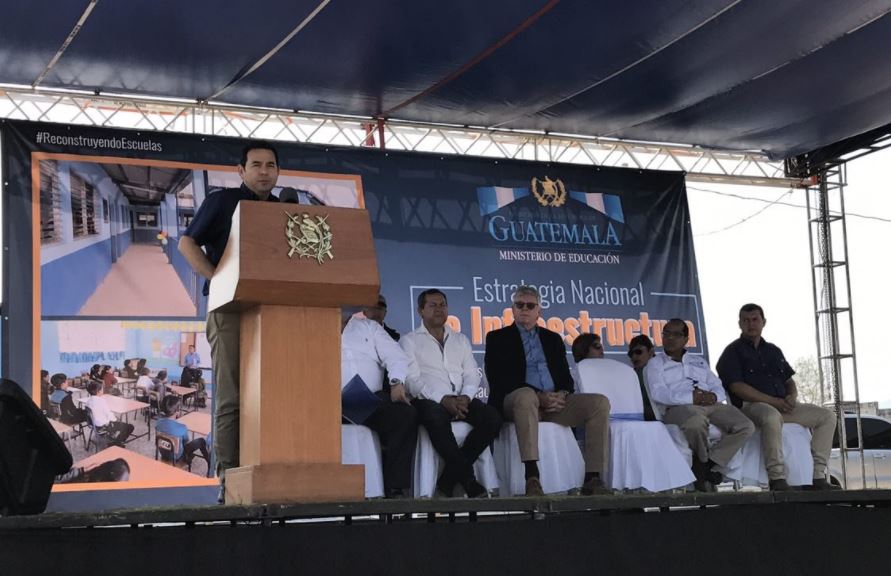 El presidente de Guatemala, Jimmy Morales, participaba en un acto en el municipio de Conguaco. (@GuatemalaGob)