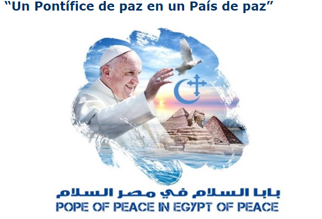 Logotipo de la iglesia católica egipcia sobre la visita del papa Francisco. (es.radiovaticana.va)