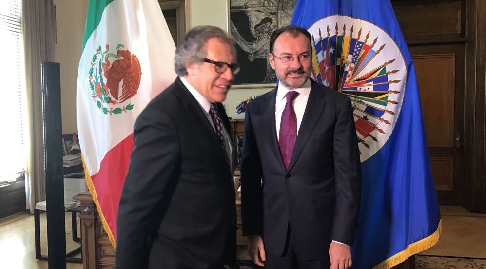 Luis Almagro, secretario general de la OEA, y Luis Videgaray, canciller de México, se reúnen en Washington, D.C. (Twitter @SRE_mx)