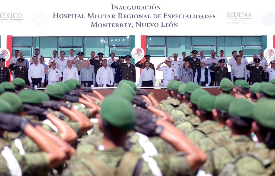 Inauguró el Hospital Militar Regional de Especialidades en Monterrey, que tuvo una inversión de 512 millones de pesos y cuenta con 32 especialidades (Twitter/@PresidenciaMX)