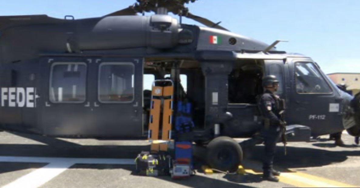Un helicóptero ambulancia de la Policía Federal se suma a las labores de vigilancia en el estado de Chihuahua. (Noticieros Televisa)