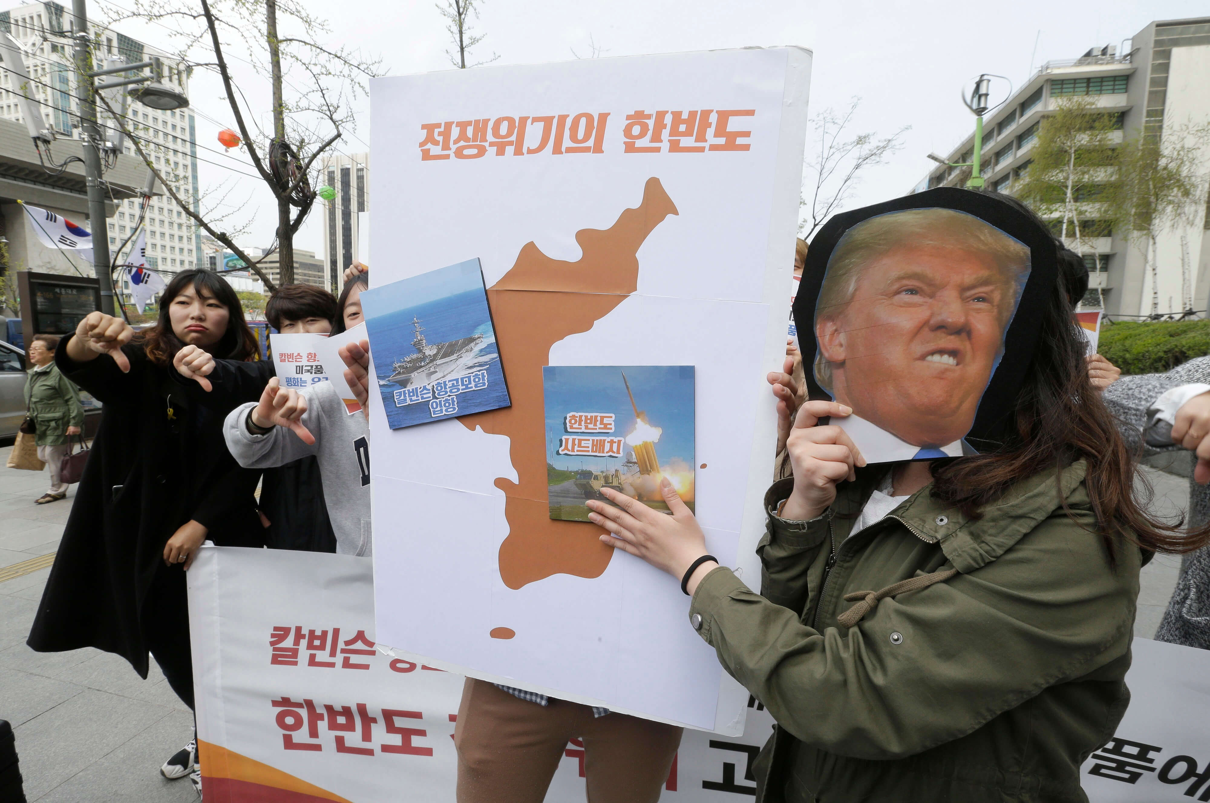 Protesta en Surcorea contra declaraciones de Donald Trump (AP)