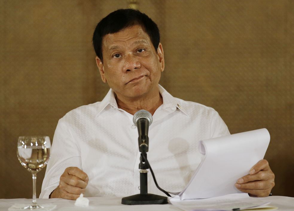 El presidente filipino, Rodrigo Duterte. (AP, archivo)
