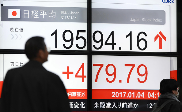 Tablero electrónico muestra resultados de la Bolsa de Tokio. (Getty Images)
