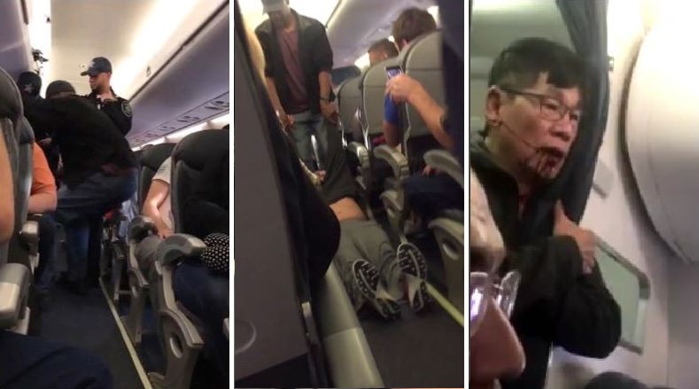 Un pasajero de United Airlines fue sacado con violencia de un avión. (YouTube)