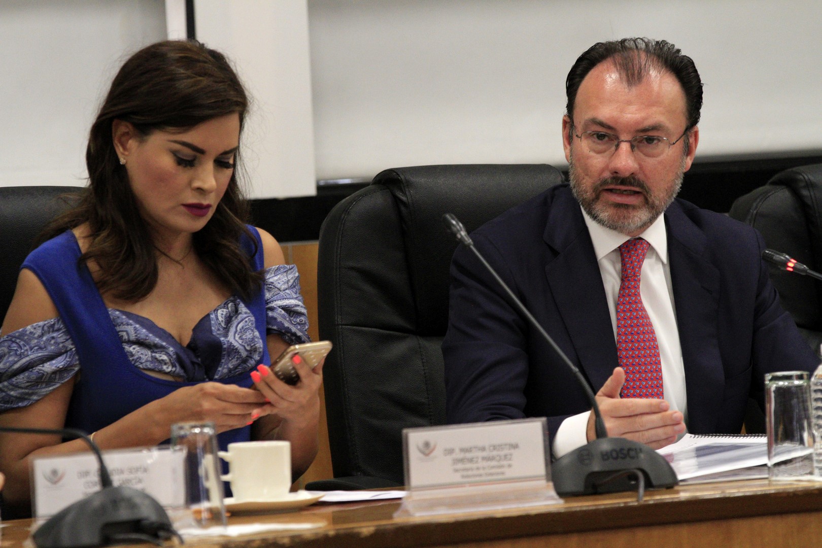 Luis Videgaray durante su comparecencia ante la Comisión de Relaciones Exteriores de la Cámara de Diputados. (Notimex)