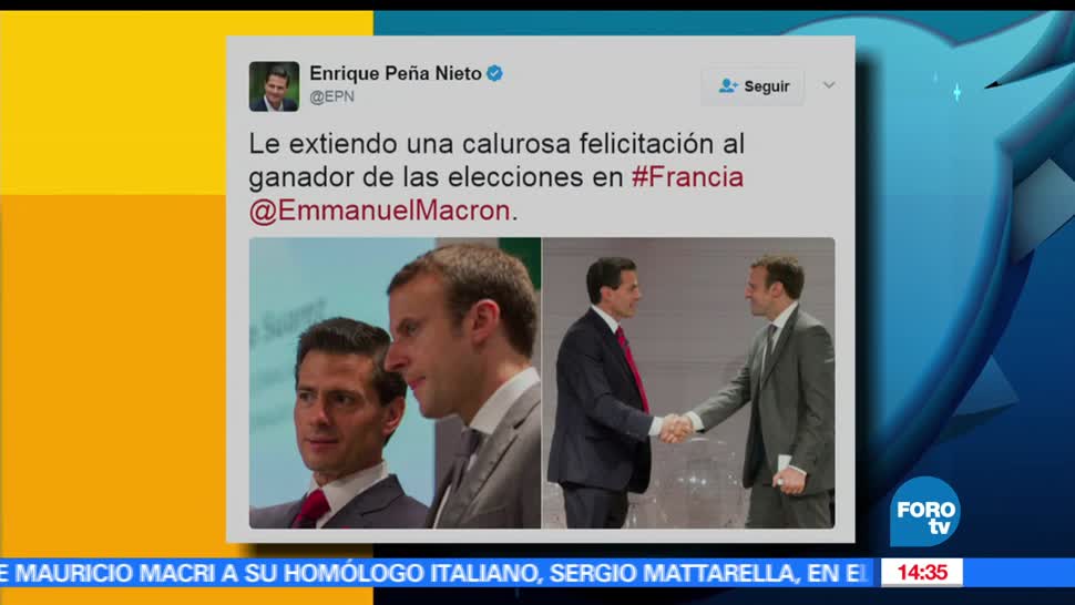 Enrique Peña Nieto, felicita a Macron, triunfo electoral, presidente de México
