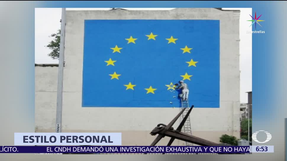 artista británica, artista Banksy, mural, Unión Europea,
