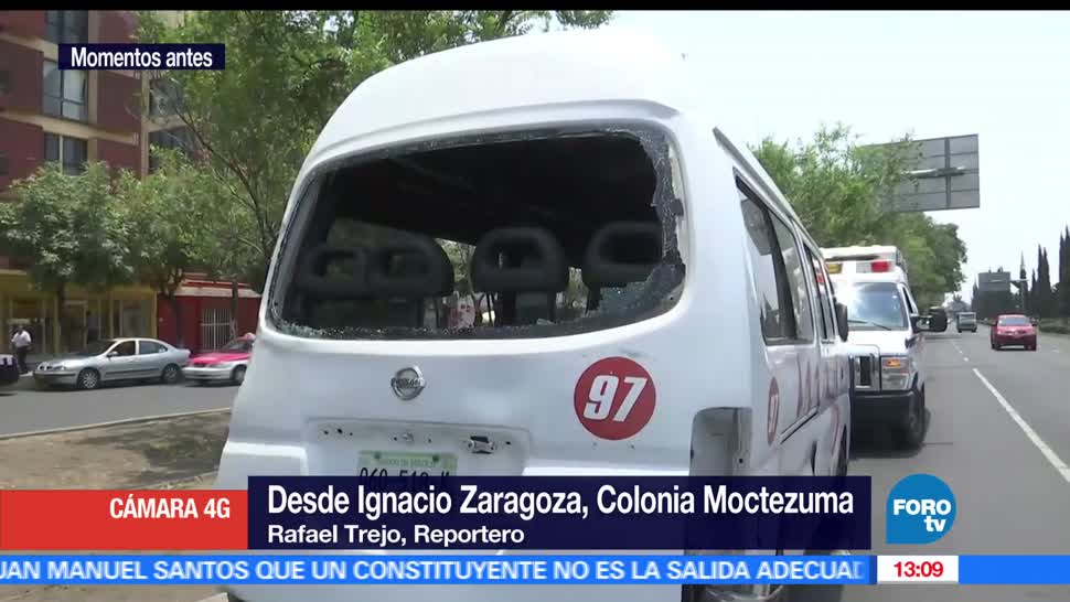 Choque, calzada Zaragoza, 3 lesionados, unidad de transporte público