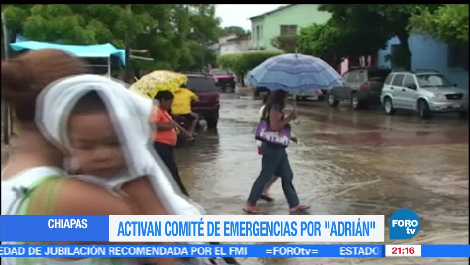 Activan, comité de emergencia, Chiapas, presencia, Tormenta tropical, Adrián