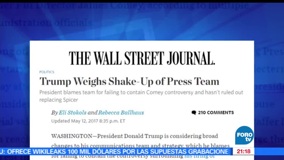 Sean Spicer, Trump, The Wall Street Journal, Vocero, Casa Blanca, Estados Unidos
