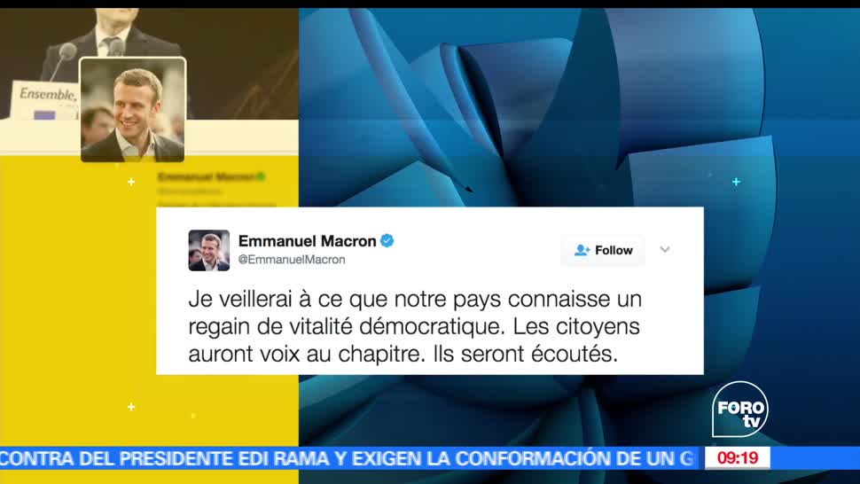 Macron, tuits, Francia, renovación democrática