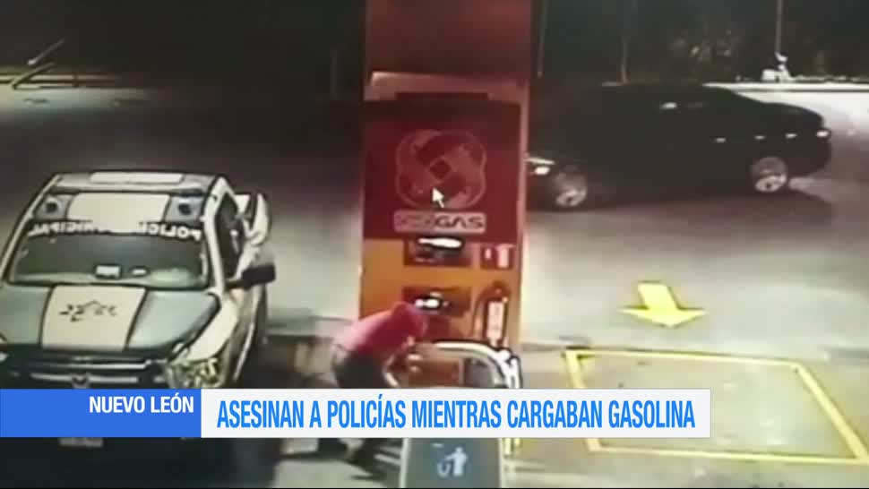 video, gasolinería, Asesinan, policías, cargaban gasolina, Nuevo León
