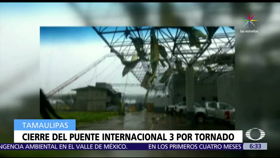 tornado, apagón en Nuevo Laredo, Tamaulipas, viento, cierre del puente internacional