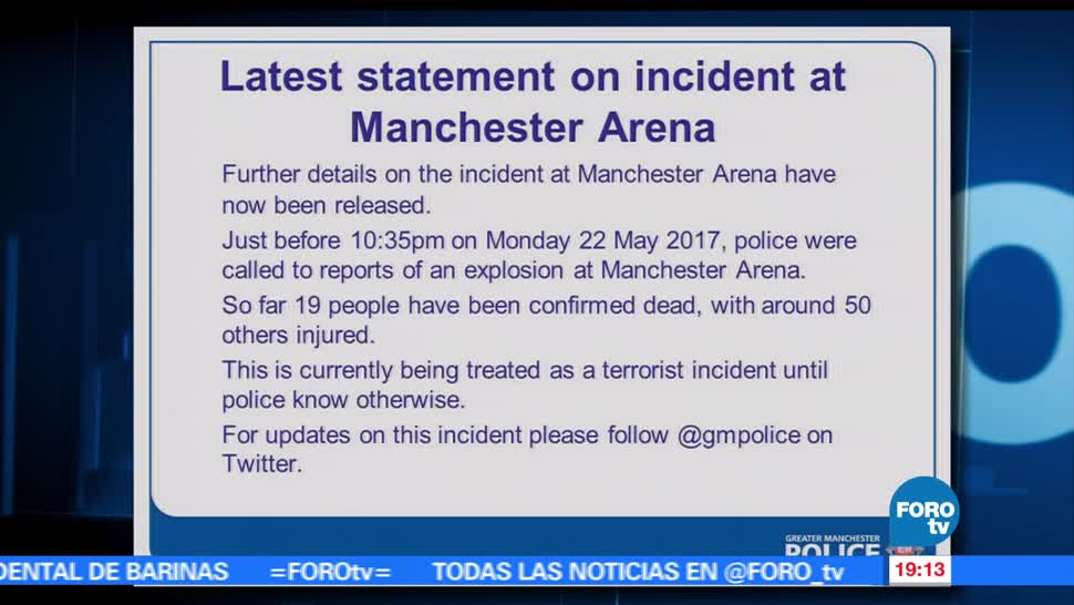 Confirman, 19 muertos, Policía británica, explosiones Manchester