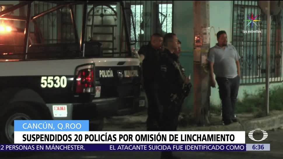 20 policías, Cancún, presunta omisión, linchamiento de extranjero