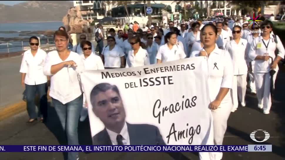 asesinato, director del ISSSTE, Mazatlán, médicos y enfermeras, marchan en Sinaloa