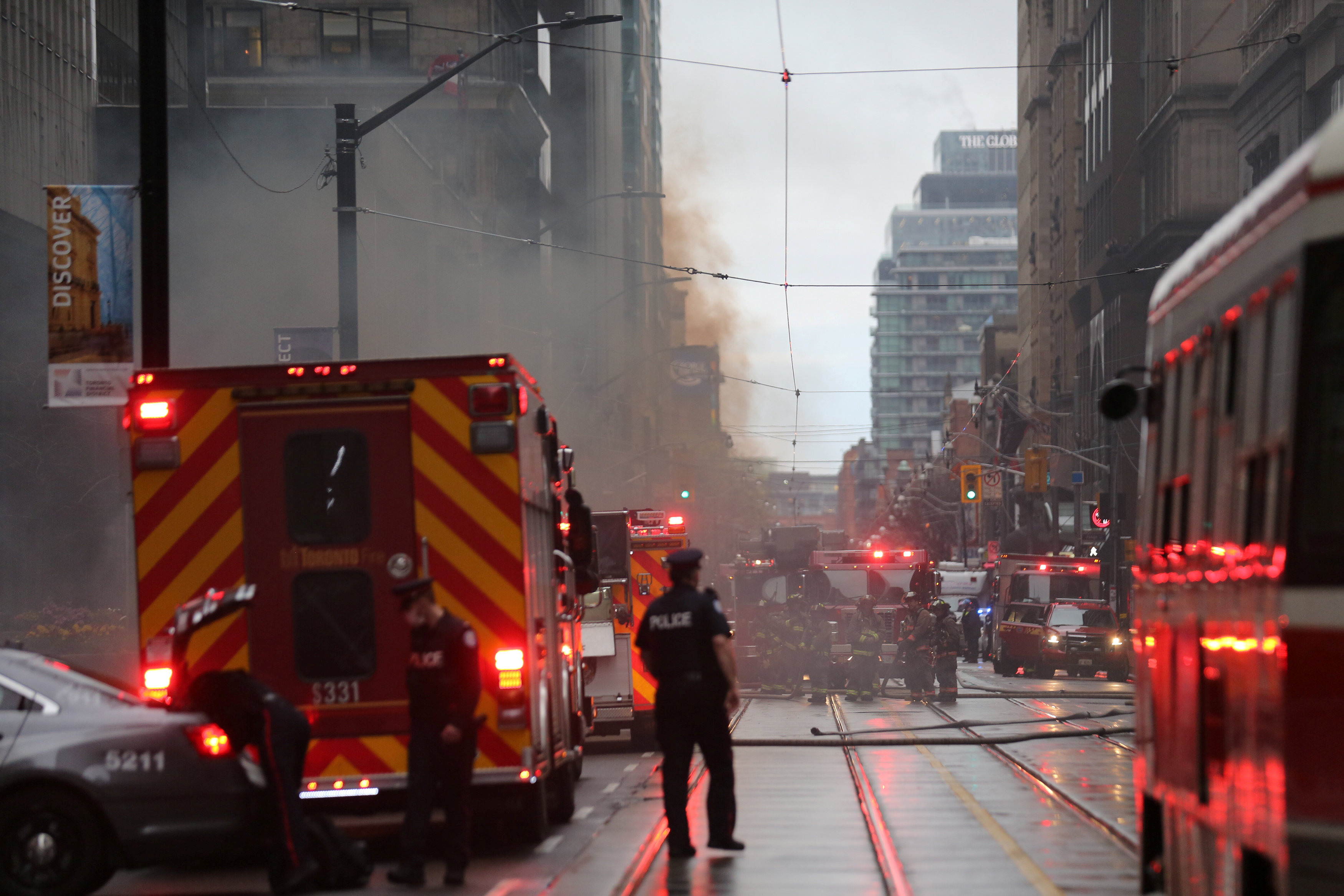 Explosión, Toronto, Canadá, estación, eléctrica, seguridad, humo,