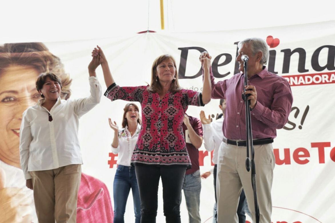 Delfina Gómez y López Obrador estuvieron acompañados por Tatiana Clouthier