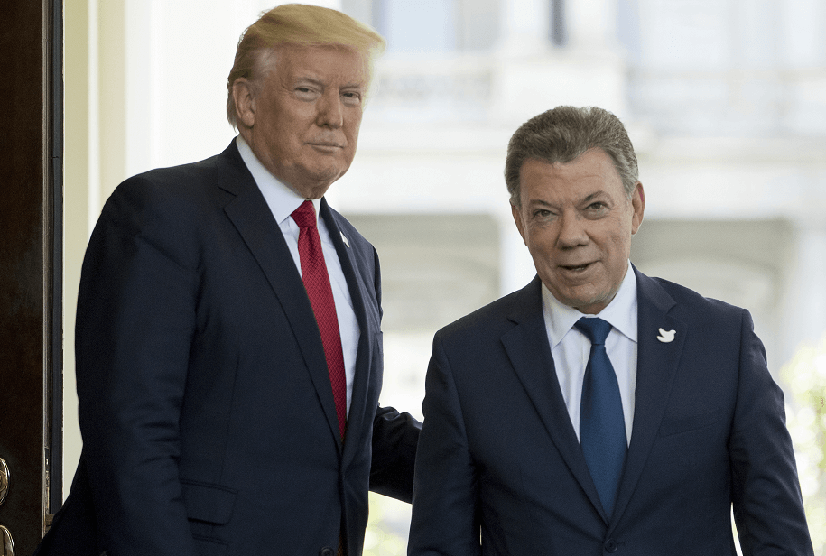 El presidente Donald Trump recibió a su colega colombiano, Juan Manuel Santos, en la Casa Blanca