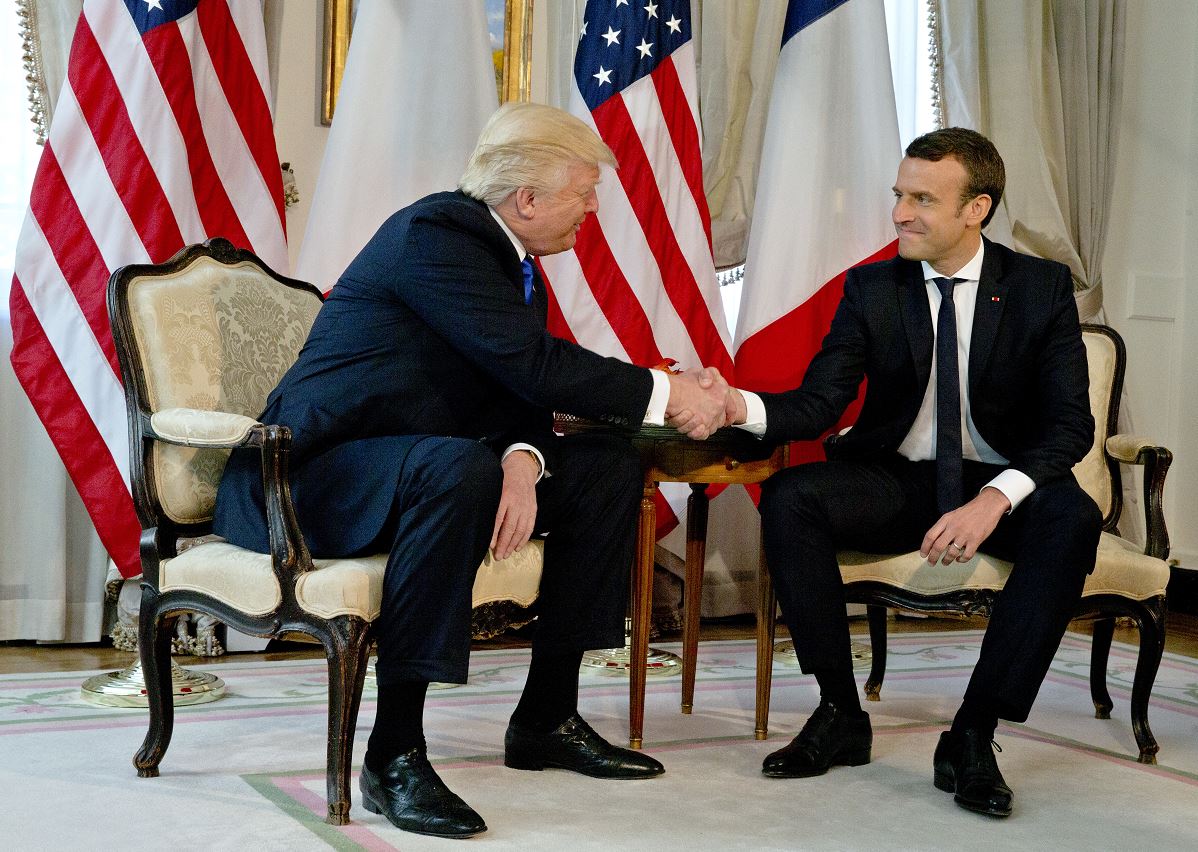 presidente de EU, Donald Trump, presidente de francia, Emmanuel Macron