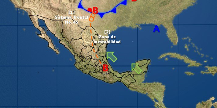 Mapa del pronóstico del clima en México