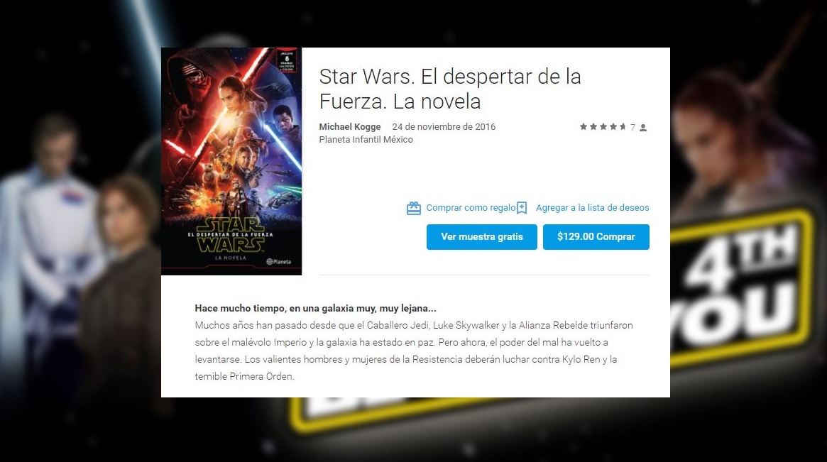 "El despertar de la Fuerza" es el libro más descargado en Google Play México