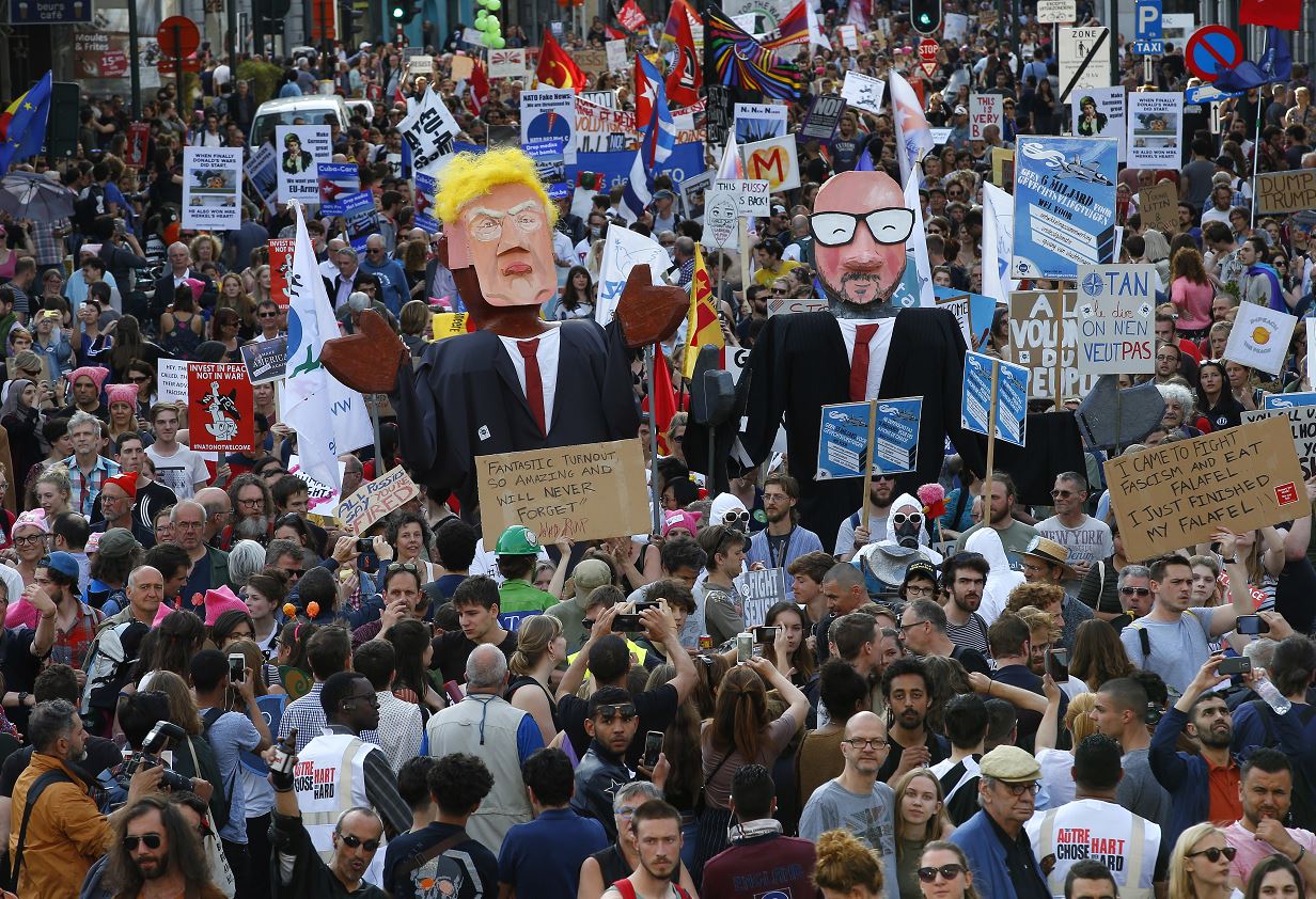 Cientos protestan, Bruselas, Donald Trump, OTAN