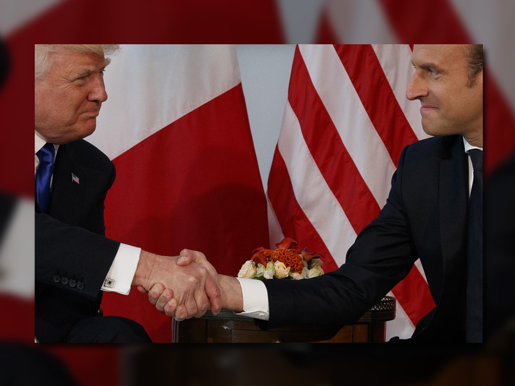 Macron sostuvo la mirada a Trump y no permitió que éste lo jalara
