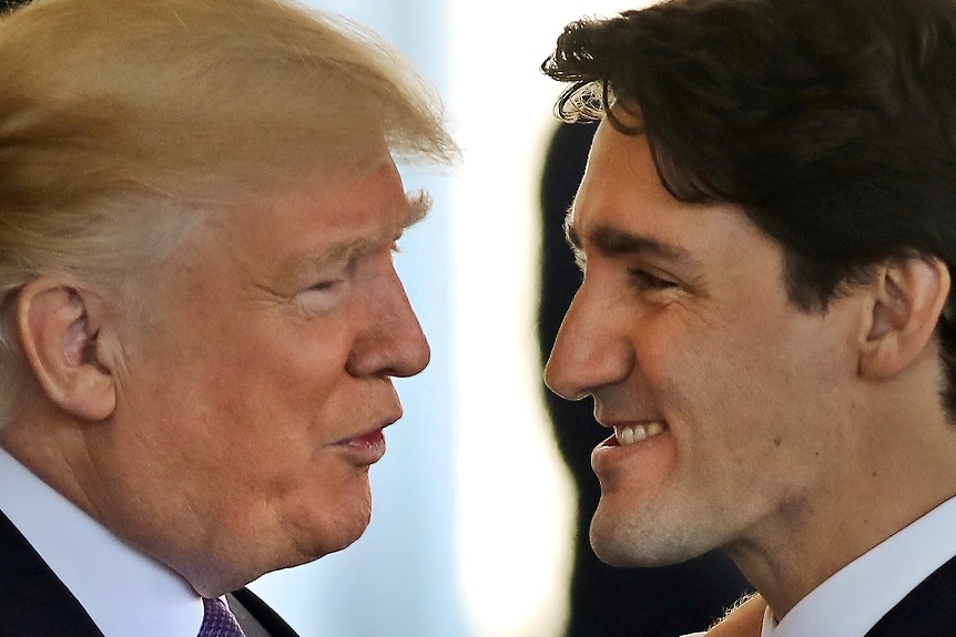 El primer ministro canadiense, Justin Trudeau, y el presidente de EU, Donald Trump (Reuters)