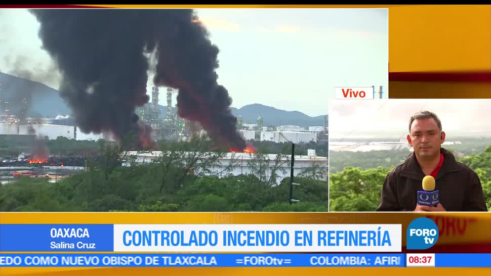 Autoridades, suspenden clases, incendio, refinería de Salina Cruz, Oaxaca