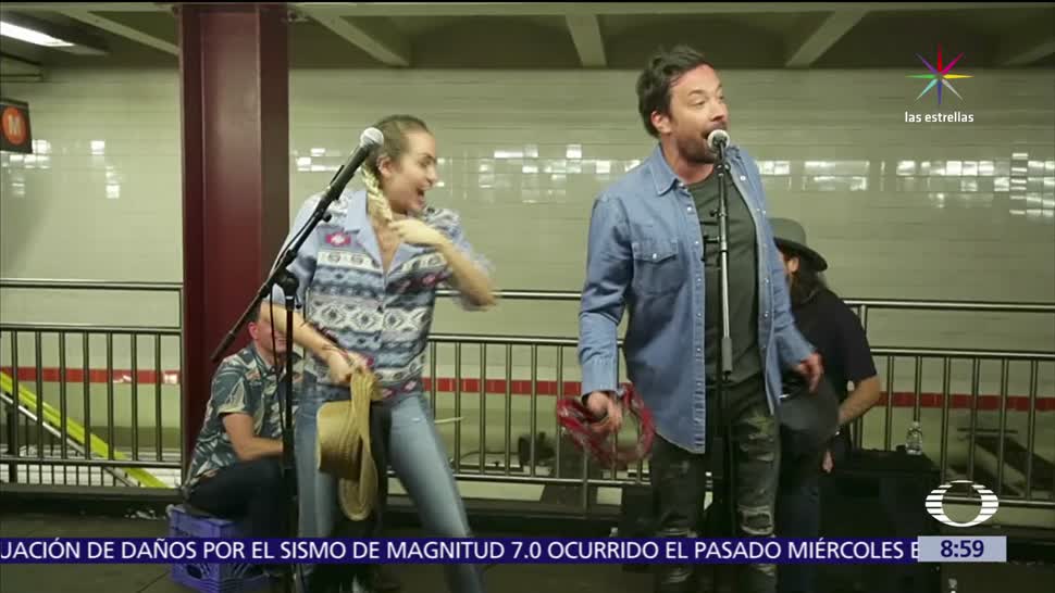 Miley Cyrus, Jimmy Fallon, pasajeros, metro en NY