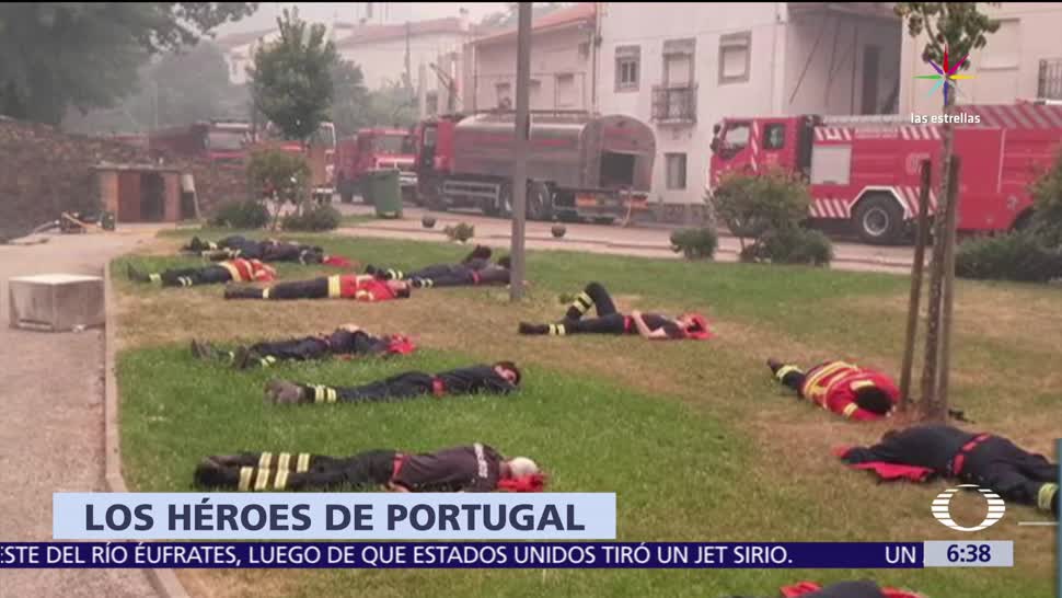 viral, foto, bomberos, combatir incendio forestal, Portugal