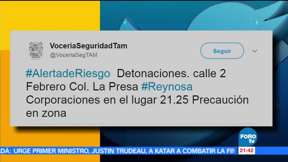 Alerta, riesgo, Reynosa Tamaulipas, vocería, detonaciones