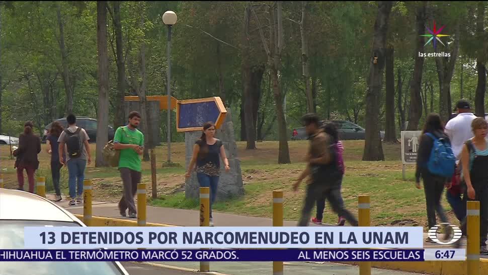 enero a junio, personas detenidas, vender drogas, instalaciones de la UNAM