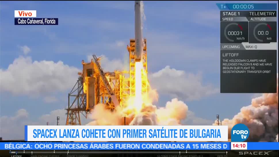 noticias, forotv, SpaceX, lanza un cohete, primer satélite, Bulgaria
