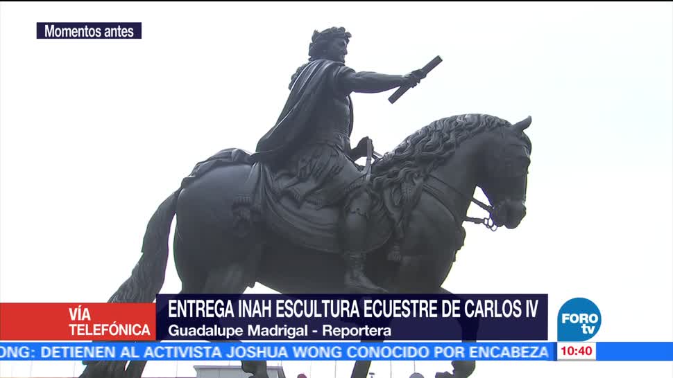 INAH, entrega escultura, El Caballito, Centro Histórico de la CDMX