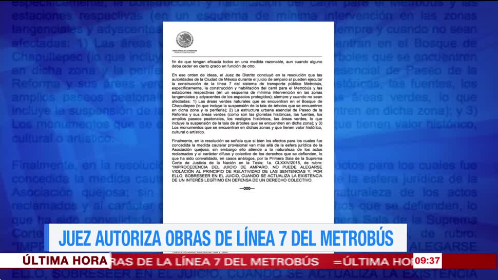 Juez, autoriza obras, Línea 7 del Metrobús, CDMX