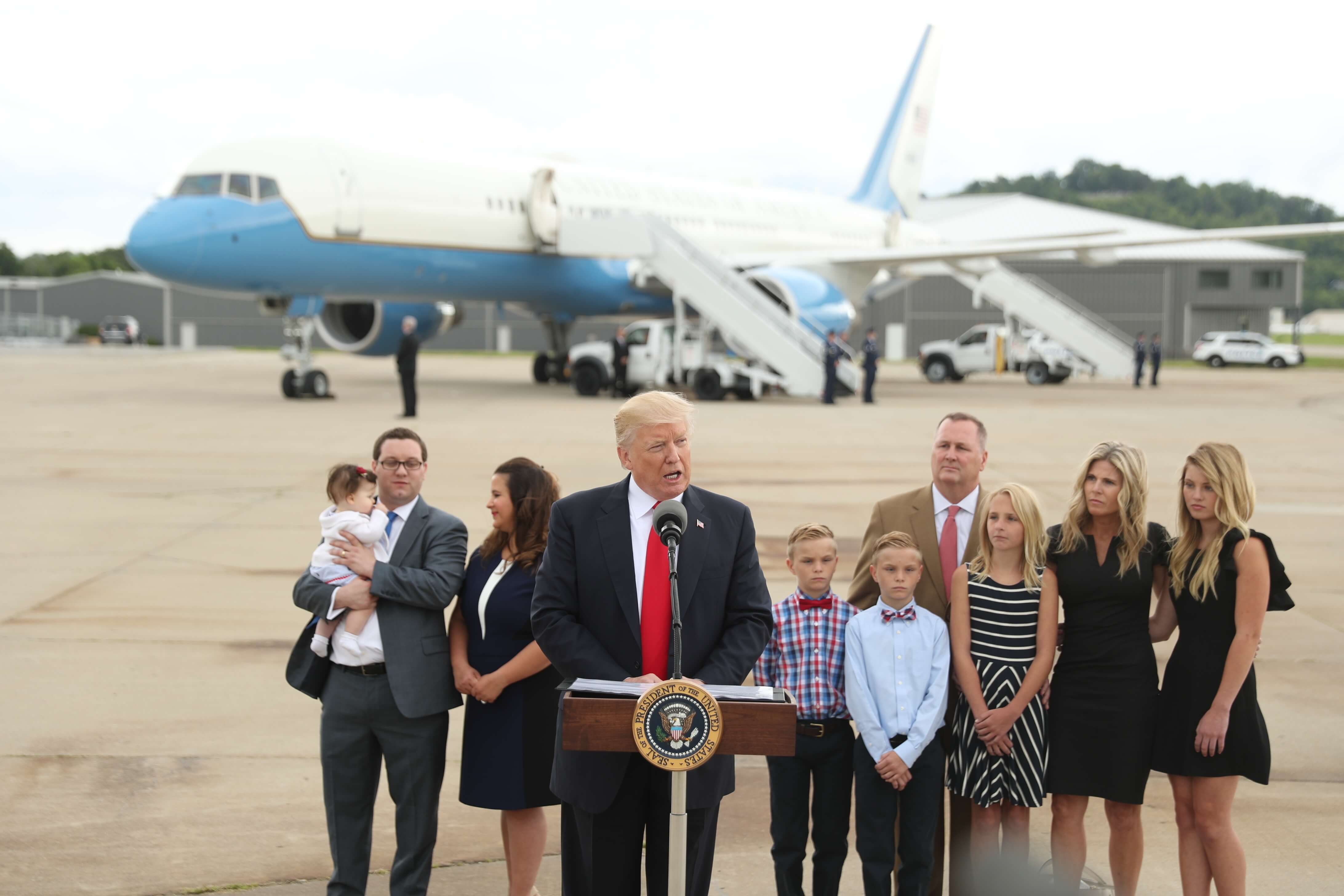 Presidente de Estados Unidos, Donald Trump, Aeropuerto Lunken de Cincinnati, Ohio