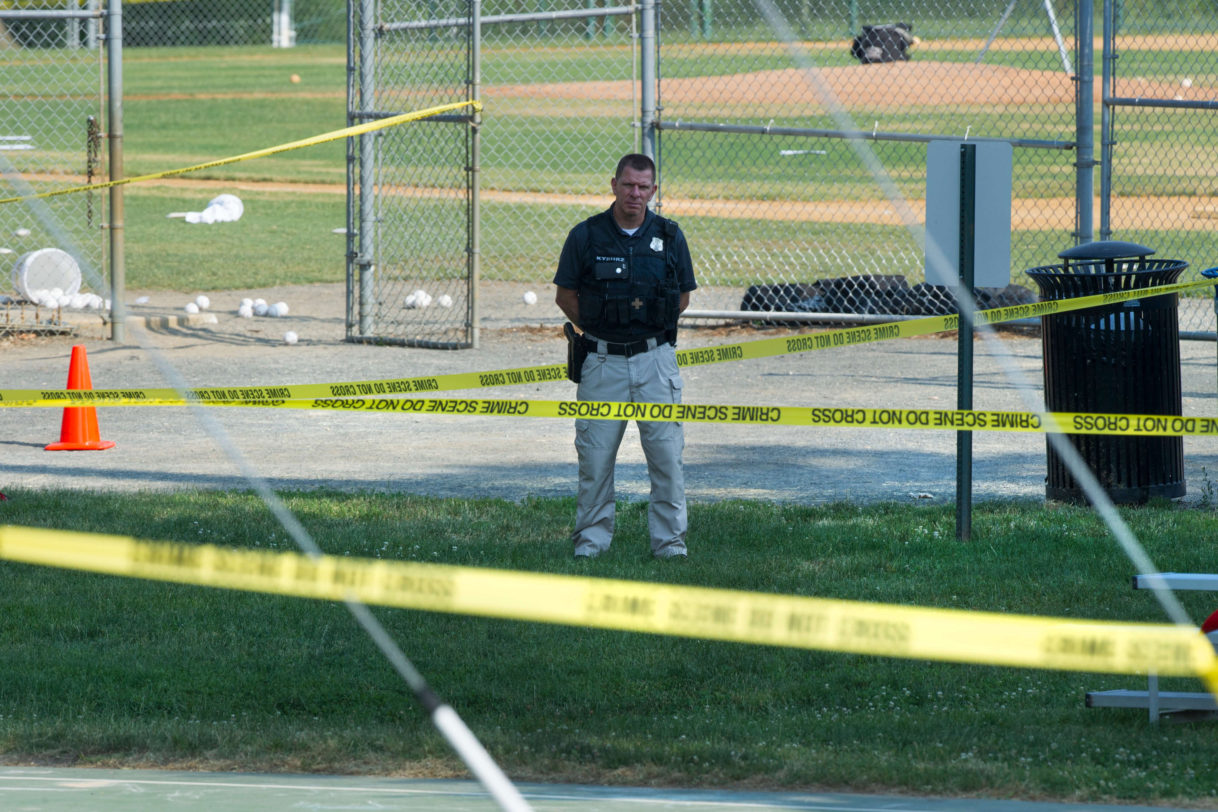 Policía, campo de beisbol, congresista, Steve Scalise