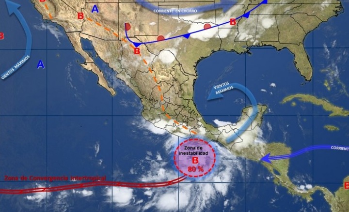 Imagen de fenómenos meteorológicos en la República Mexicana (Twitter: @conagua_clima)