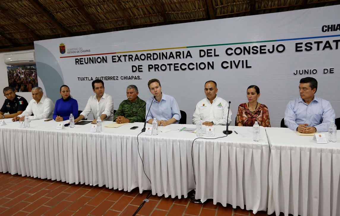 Sesión extraordinaria del Consejo Estatal de Protección Civil de Chiapas