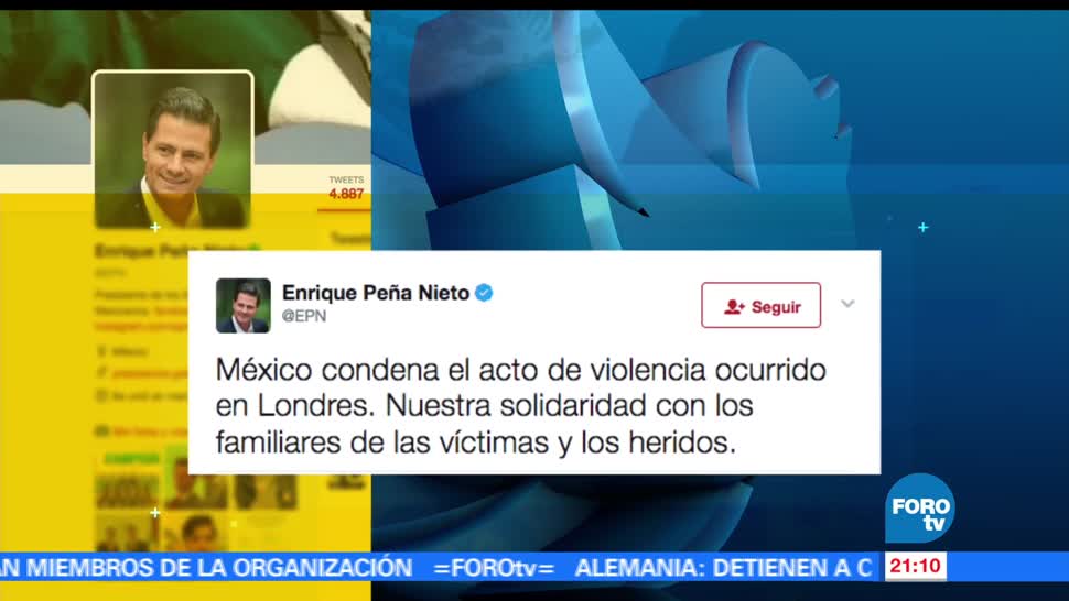 Presidente, Peña Nieto, EPN, condena, acto de violencia, atentado en Londres