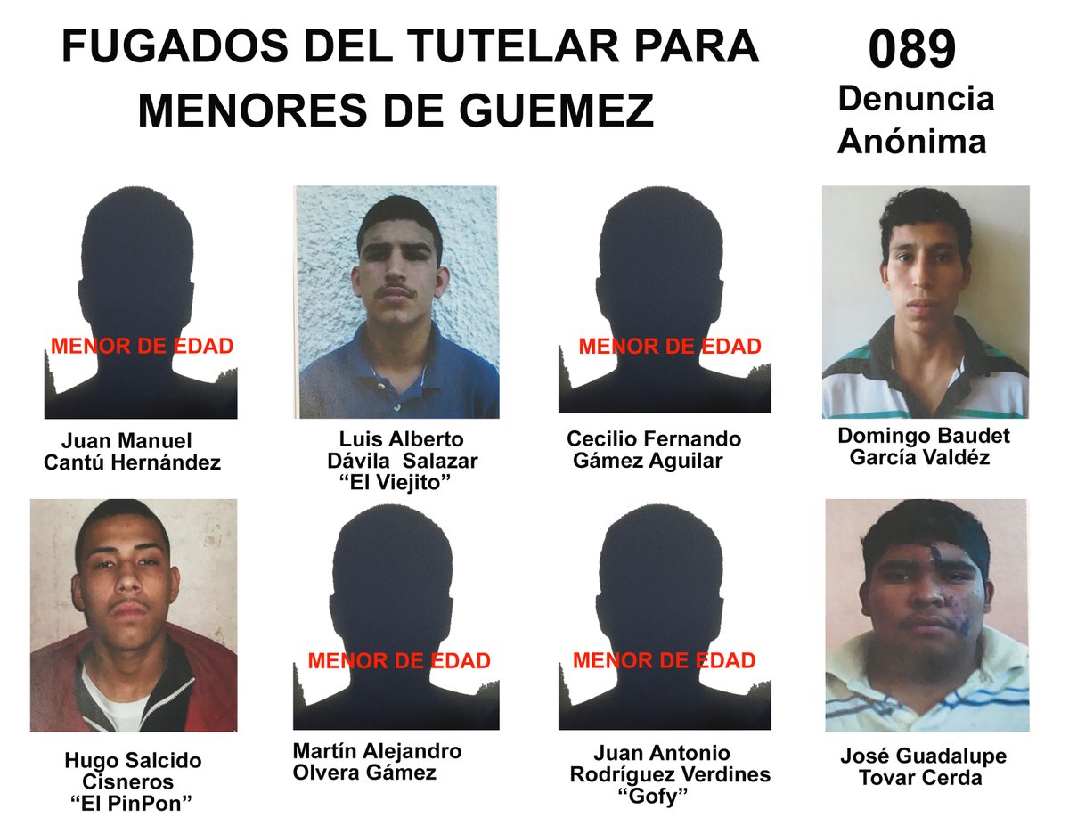 Fugados del tutelar Güermez, en Ciudad Victoria Tamaulipas