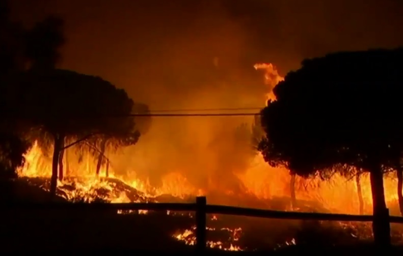 Un incendio en Huelva, España, obliga a evacuar a miles de personas (Twitter: @BFMTV)