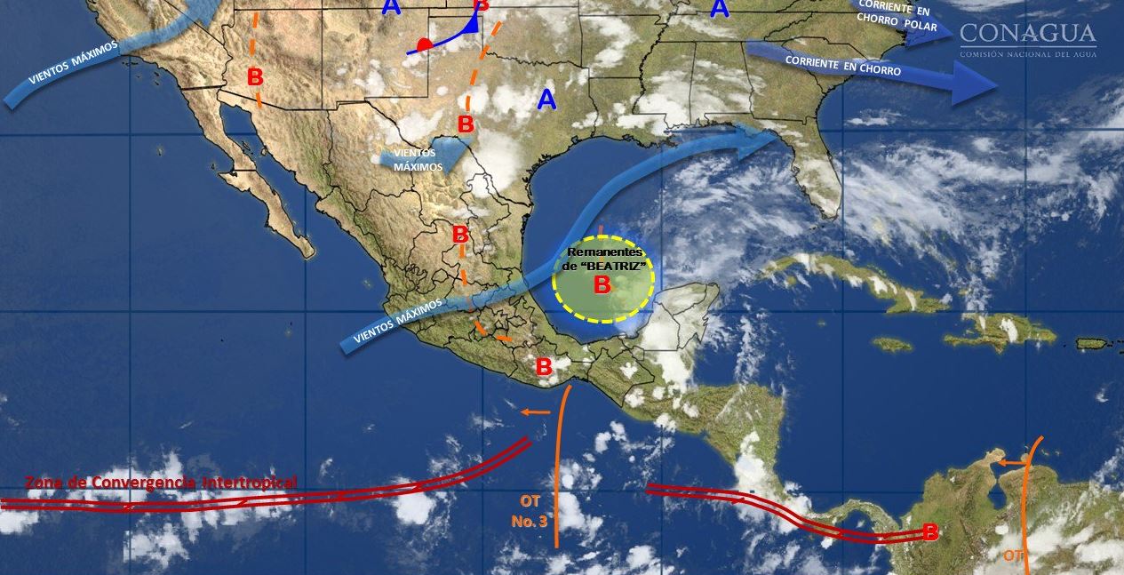 Clima, Lluvias, Campeche, Baja presion, encharcamientos, Noticias