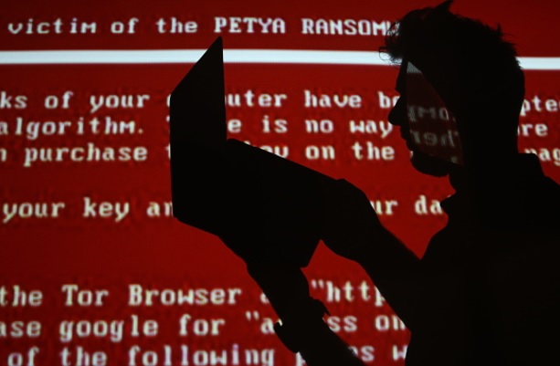 Un mensaje proyectado relacionado con el ransomware de Petya (Getty Images)