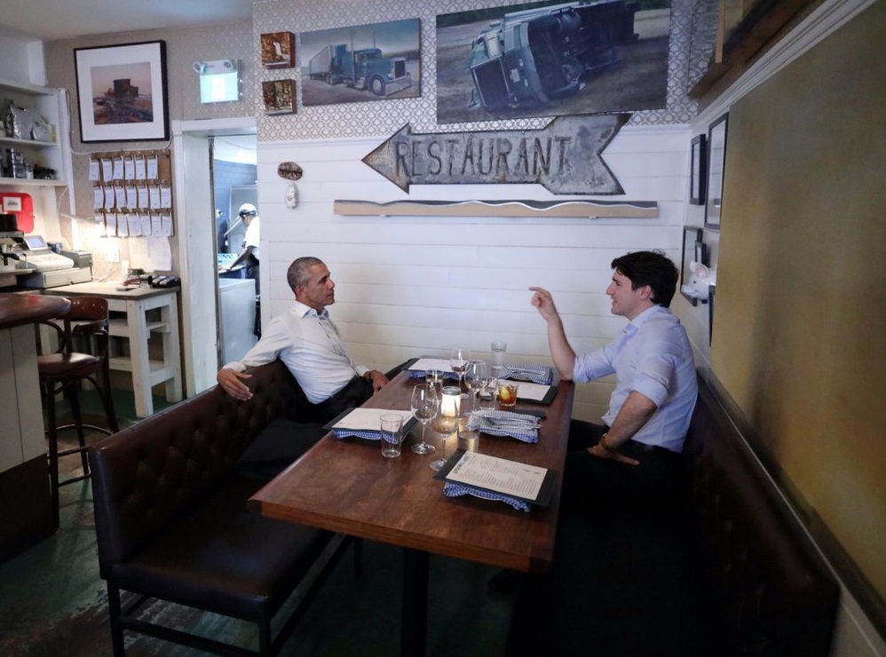 Obama, cena, Trudeau, Montreal, restaurante, ministro,